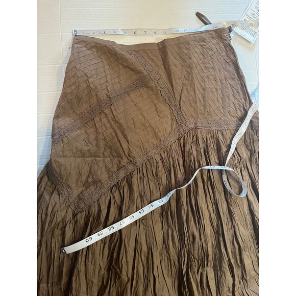 NWT- Boho Brown Crinkle maxi Skirt Size 12 fashion bug100% Cotton Made In India - Picture 10 of 12